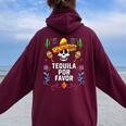 Tequila Por Favor アルコール テキーラ酒飲み メキシコ レディース オーバーサイズ パーカー バックプリント Maroon
