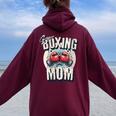 Uper Boxing Mom Guantes De Boxeo Y Boxeadores De Apoyo Cuello Women Oversized Hoodie Back Print Maroon