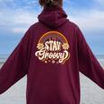 Vintagetay A Groovy 60S 70S Peace Positive Mind ヒッピー レディース オーバーサイズ パーカー バックプリント Maroon