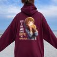 アニメとハンバーガーが大好きな女の子 レディース オーバーサイズ パーカー バックプリント Maroon
