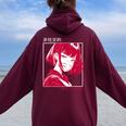 アンチソーシャル アニメ 女の子 マスク付き 漢字テキストaporwave レディース オーバーサイズ パーカー バックプリント Maroon