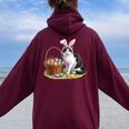 イースターデー 猫 バニー 耳 卵 イースター ウサギ 男性 女性 キッズ レディース オーバーサイズ パーカー バックプリント Maroon