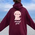 ウーパールーパーの女の子 レディース オーバーサイズ パーカー バックプリント Maroon