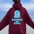 サウナ好き サウナアンドチル おもしろ 男性 女性 ユニセックス シンプル おしゃれ レディース オーバーサイズ パーカー バックプリント Maroon