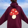 シンプルでキュートなキノコのグラフィック Cute Mushroom レディース オーバーサイズ パーカー バックプリント Maroon