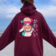 スケベなアニメの女の子 レディース オーバーサイズ パーカー バックプリント Maroon