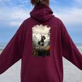 スタンダード シュナウザー マウンテン 肉球デザイン 犬 お母さん お父さん レディース オーバーサイズ パーカー バックプリント Maroon