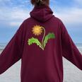 ダンディライオン タンポポ 黄色い花 ライオンの頭 レディース オーバーサイズ パーカー バックプリント Maroon