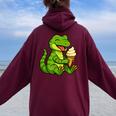 トカゲ アイスクリーム 動物園 動物好き カワイイ 男の子 女の子 キッズ レディース オーバーサイズ パーカー バックプリント Maroon
