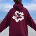 ハワイ ハイビスカス 花 ハワイアン レディース オーバーサイズ パーカー バックプリント Maroon