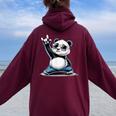 パンダ 熊 ロック 音楽 男性 子供 女性 面白い パンダ レディース オーバーサイズ パーカー バックプリント Maroon