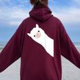 レトロ、ラマ、アルパカのデザイン。男性、女性、子供用。 レディース オーバーサイズ パーカー バックプリント Maroon