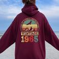 ヴィンテージ 1965 ギフト 男性 女性 長寿祝い 1965年生まれ 還暦祝い ユニークな誕生日プレゼント レディース オーバーサイズ パーカー バックプリント Maroon