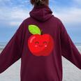 子供、女性、男性向けのミニマルな甘いリンゴ レディース オーバーサイズ パーカー バックプリント Maroon