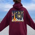東京 東京タワーと花火大会 日本 漢字 By Kana Kanjin レディース オーバーサイズ パーカー バックプリント Maroon