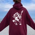 犬 ギタリスト ギター シーズー Dad Mom レディース オーバーサイズ パーカー バックプリント Maroon