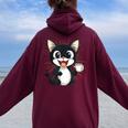 男の子と女の子のための素晴らしい猫のカップ衣装。 レディース オーバーサイズ パーカー バックプリント Maroon