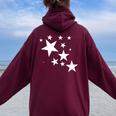 白い星 星柄 デザイン コスチューム ギフト 男性 女性 子供 レディース オーバーサイズ パーカー バックプリント Maroon