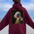 真珠の耳飾りの少女ヨハネスフェルメールグリッチ絵画 Girl With A Pearl Earringermeer レディース オーバーサイズ パーカー バックプリント Maroon