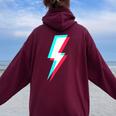稲妻デザイン キッズ 男の子 女の子 女性 男性 グラフィック レディース オーバーサイズ パーカー バックプリント Maroon