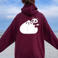 肉まんとパンダ かわいい チャイナ Pork Bunpanda レディース オーバーサイズ パーカー バックプリント Maroon