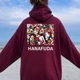 花札tシャツ 日本 カードゲーム レディース オーバーサイズ パーカー バックプリント Maroon