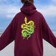 蛇 蛇 花 動物園 日帰り旅行 男性 女性 キッズ レディース オーバーサイズ パーカー バックプリント Maroon
