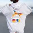 Building Block Messy Bun Mom Life Master Builder Women Oversized Hoodie Back Print White