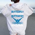 Butterfly Butterwhyバタフライバタフライファニー水泳チーム 長袖tシャツ レディース オーバーサイズ パーカー バックプリント White