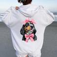 Coquette Bow Coonhound Dog Mom ピンクリボンガール レディース オーバーサイズ パーカー バックプリント White
