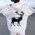 Deer Dad Mom Lover モノクロ 鹿 レディース オーバーサイズ パーカー バックプリント White