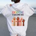 Everyone Is Welcome Here アイダホ 教師 男性 女性 キッズ レディース オーバーサイズ パーカー バックプリント White