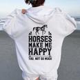 Horses Make Me Happy 楽しい馬愛好家 農家乗馬 レディース オーバーサイズ パーカー バックプリント White