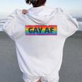 Lgbtq Gay Af Pride Lgbt Ally Rainbow Flag Retrointage レディース オーバーサイズ パーカー バックプリント White