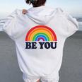 Lgbtq Be You Pocket Gay Pride Lgbt Ally Rainbow Flagintage レディース オーバーサイズ パーカー バックプリント White