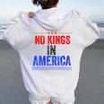 No Kings In America Flag Protest Save Democracy Women Oversized Hoodie Back Print White
