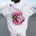 Pink Out Football Breast Cancer Awareness Cheer Mom Mama Women Oversized Hoodie Back Print White