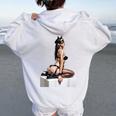 Sexy Girl グラフィックtシャツ セクシー「バッドキティ」ピンナップガール カットアウト。 レディース オーバーサイズ パーカー バックプリント White