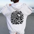Skull Flower Rad Rock N Roll Graphic Retro レディース オーバーサイズ パーカー バックプリント White