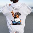 Teckel ロックミュージック 男性 子供 女性 ソーセージ 犬 ダックスフンド 長袖tシャツ レディース オーバーサイズ パーカー バックプリント White