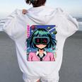 かわいいアニメの女の子 長袖tシャツ レディース オーバーサイズ パーカー バックプリント White
