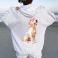 コケットボウ ラブラドールレトリバー 犬 ラボ ママ ピンクリボン 女の子 レディース オーバーサイズ パーカー バックプリント White