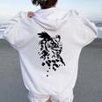 フクロウ -ブラックホワイト-クールな女性男性子供動物 Owl レディース オーバーサイズ パーカー バックプリント White