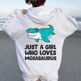 モササウルスが好きな女の子だけ レディース オーバーサイズ パーカー バックプリント White