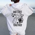初めての父の日 Together Beer First Time Dad レディース オーバーサイズ パーカー バックプリント White