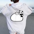 肉まんに抱きつくパンダ かわいい チャイナ 白黒 Panda Meat Bun レディース オーバーサイズ パーカー バックプリント White