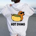 面白い犬 ホットドッグ 食通 駄洒落ギフト 男性 女性 キッズ 男の子 女の子 レディース オーバーサイズ パーカー バックプリント White