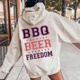 Bbq Beer Freedom レディース オーバーサイズ パーカー バックプリント Sand