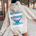 Butterfly Butterwhyバタフライバタフライファニー水泳チーム 長袖tシャツ レディース オーバーサイズ パーカー バックプリント Sand