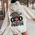Connect To God The Password Is Prayer Jesus Christian Faith。 レディース オーバーサイズ パーカー バックプリント Sand